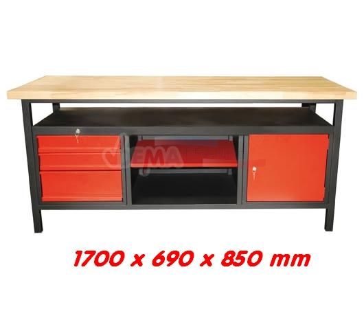 Etabli XL 1 porte + 3 tiroirs - 1700 x 690 x 850 mm