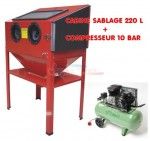 Set - Compresseur bi-cylindre 380 V + Cabine de sablage 220 L