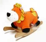 Cheval &agrave; bascule Lion orange avec son b&eacute;b&eacute; - hauteur selle 300 mm