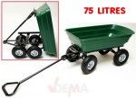 Remorque benne basculante 75 L 250 kg pneus 80 mm jardin NEUF -