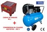 Cabine de sablage 90 L + Compresseur bi-cylindre 230 V