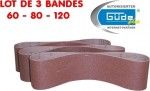 G&Uuml;DE - 3 bandes abrasives 60 - 80 - 120 pour ponceuse &agrave; bande