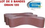 G&Uuml;DE - Set de 3 bandes abrasives 120 pour ponceuse &agrave; bande