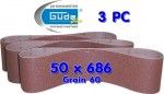 G&Uuml;DE - 3 bandes abrasives 50 x 686 grain 60 ponceuse &agrave; bande