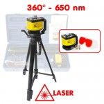 Niveau laser rotatif 360° - 650 nm - Laser classe 2 - avec trépied Niveau laser rotatif 360° - 650 nm - Laser classe 2 - avec trépied