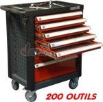 Servante atelier &eacute;quip&eacute;e - 7 tiroirs - 200 outils