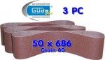 G&Uuml;DE - 3 bandes abrasives 50 x 686 ponceuse &agrave; bandes grain 80