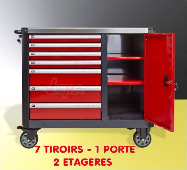 Servante mobile 7 tiroirs + porte Servante mobile 7 tiroirs + porte