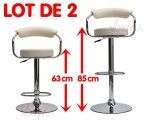Siège de bar table haute crème - réglable de 630 à 850 mm - Lot de 2 Siège de bar table haute crème - réglable de 630 à 850 mm - Lot de 2