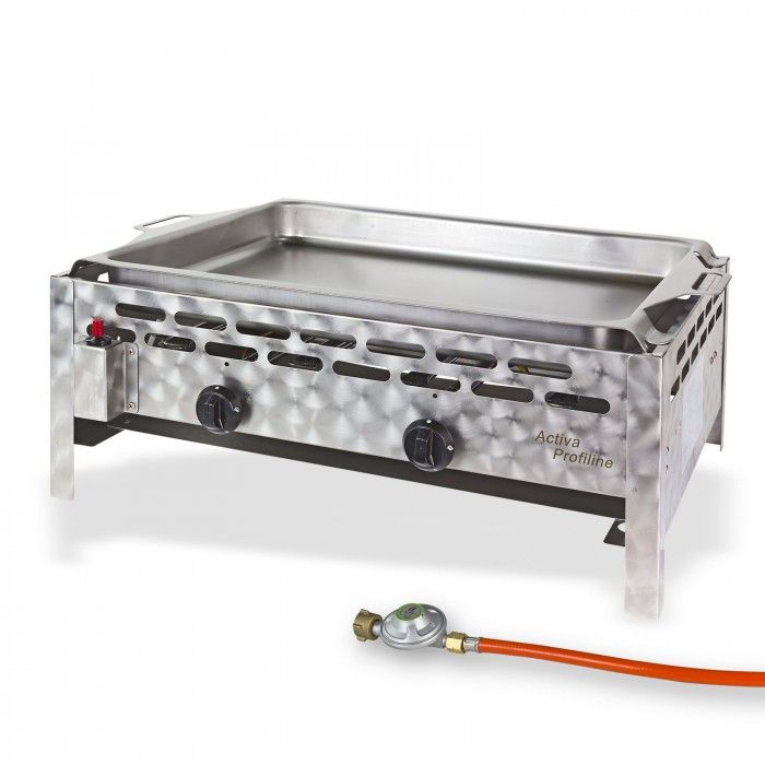 Plancha Barbecue à gaz 2 feux sur table Plein Air Camping