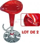 Tabouret de bar "DESIGN" rouge - pivotant 360°- Lot de 2 Tabouret de bar "DESIGN" rouge - pivotant 360°- Lot de 2