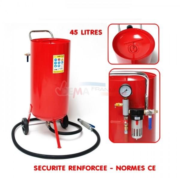 Sableuse mobile 45 litres avec accessoires - Sécurité renforcée Sableuse mobile 45 litres avec accessoires - Sécurité renforcée