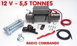 Treuil radio command&eacute; - 12 V -5,5 T - 4 KW
