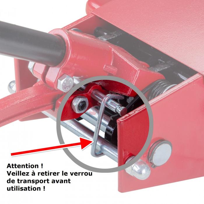 Cric rouleur atelier 2 T hauteur maxi 800 mm roues acier spécial