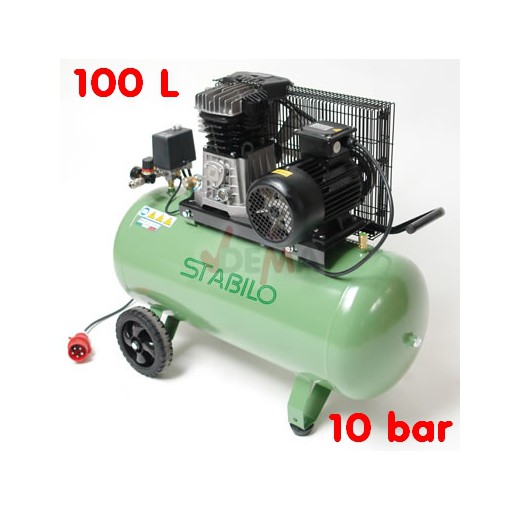 Compresseur bi-cylindre 400 V - cuve 100 L - 500/10/100