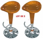 Tabouret de bar pivotant 360° vérin pneumatique - orange - lot de 2
