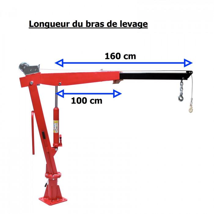 Grue Hayon Pick-Up - avec treuil 900 kg - bras réglable 300 à 900 kg -  D24515 - Levage - Traction