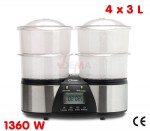 Cuiseur vapeur double - 4 x 3 L - 1360 W