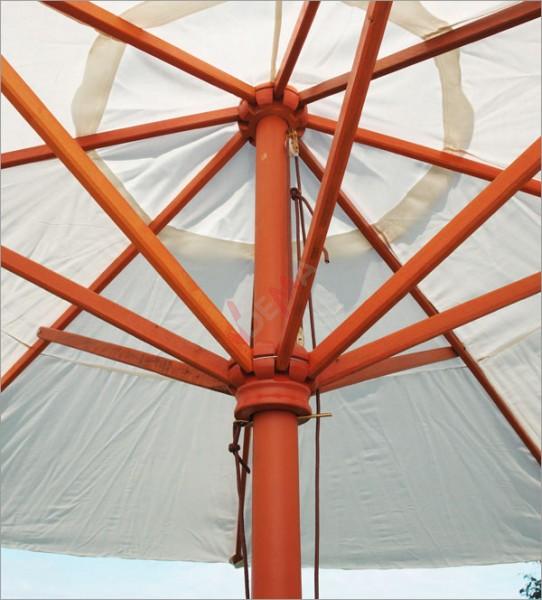 Parasol en bois blanc-beige d´une envergure de 2,80 m