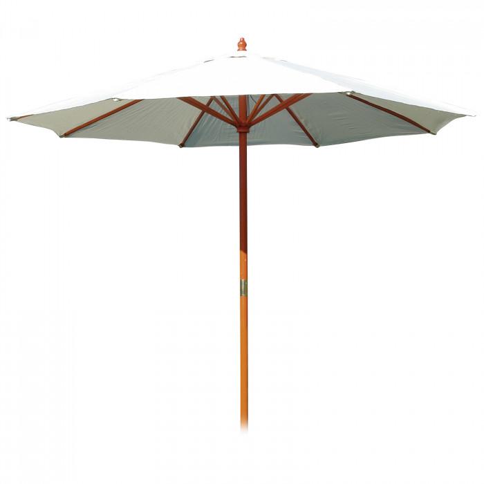 Parasol en bois blanc-beige d´une envergure de 2,80 m
