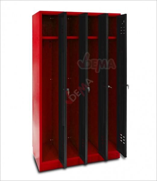 Armoire vestiaires 4 portes Rouge/anthracite D40618 Equipement Atelier