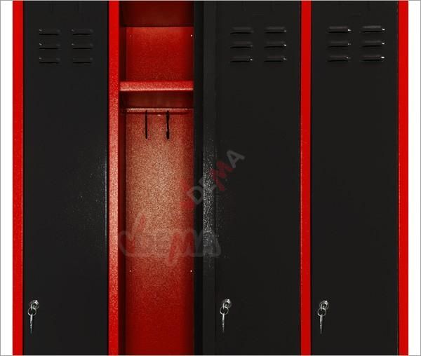 Armoire vestiaires 4 portes Rouge/anthracite D40618 Equipement Atelier