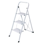 Escabeau en acier 3 marches pliable -- Blanc - Echelle