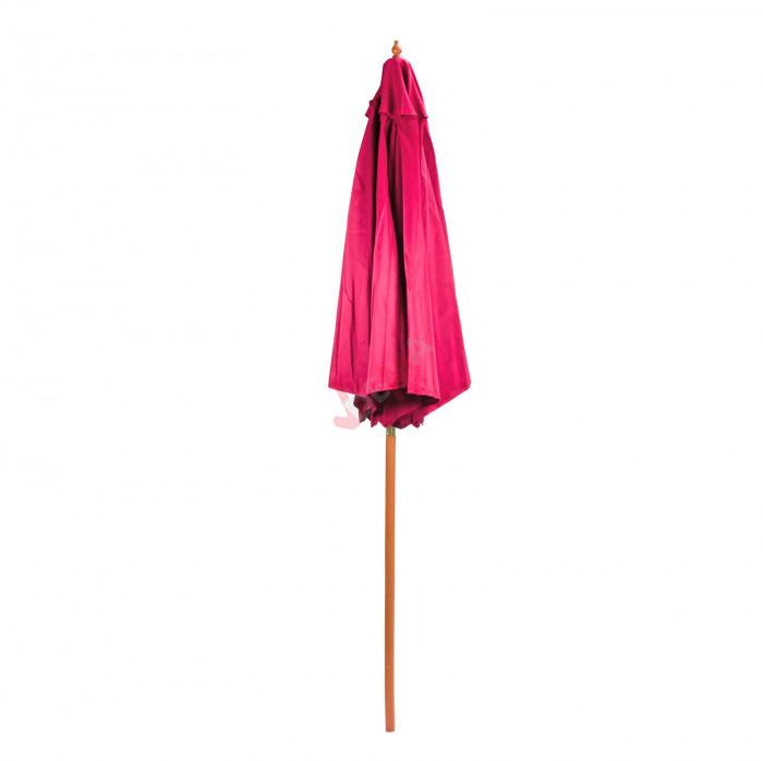 Parasol en bois bordeaux d´une envergure de 2,70 m