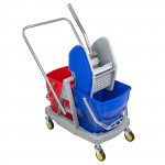 Chariot de lavage 2 bacs avec presse - 60 L - 2 seaux de 30 l