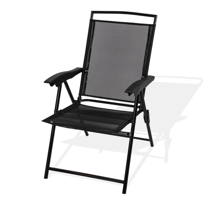 Chaise pliante "Long Beach" de couleur noire