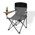 Chaise pliante grise avec porte-boissons