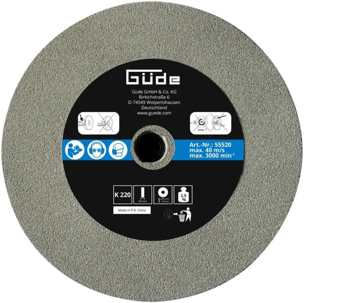 Meule abrasive pour touret 200 x 40 mm - grain 220 - pour G55247