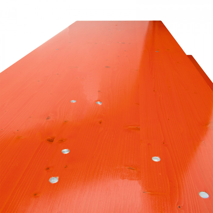 Table et bancs de brasserie Orange - Ensemble 3 pièces 220 x 70 cm