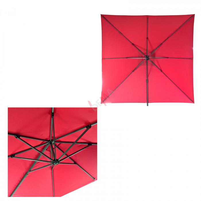 Parasol déporté Verona - 3 x 3 m - Rouge bordeaux