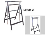 Pack - Tréteaux métalliques à rouleau réglable - Lot de 2