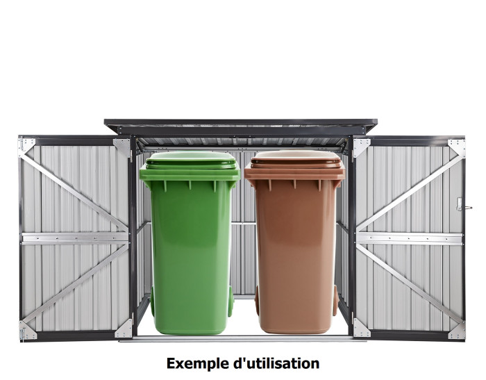 Abri rangement de jardin / Cache poubelle métallique 2 x 240 litres