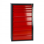 Armoire servante Mammut 9 tiroirs - Rouge/Anthracite