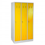 Armoire vestiaire 3 portes Jaune - 890 x 500 x 1775 mm