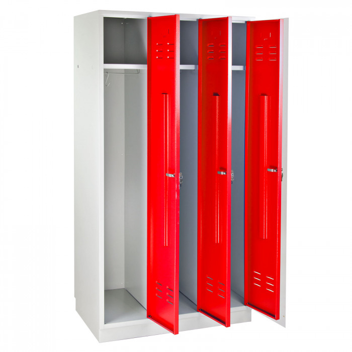 Armoire vestiaire 3 portes Rouge - 890 x 500 x 1775 mm