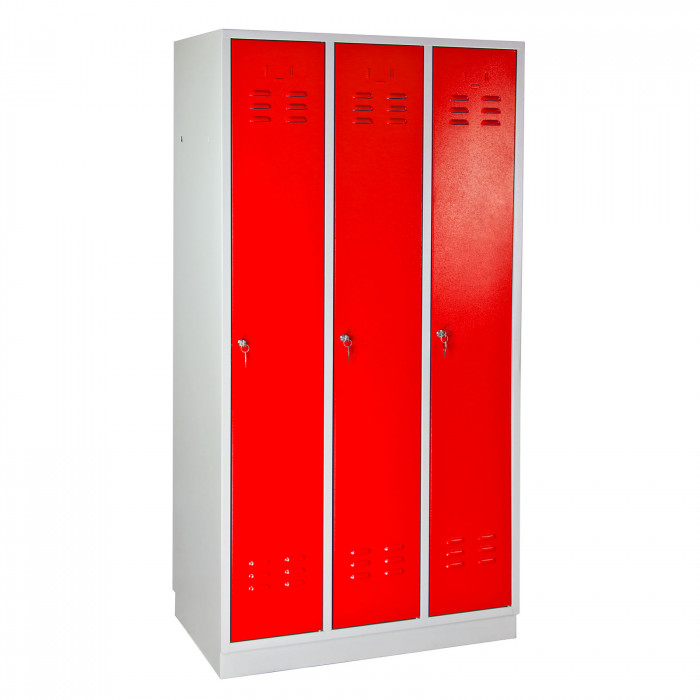 Armoire vestiaire 3 portes Rouge - 890 x 500 x 1775 mm