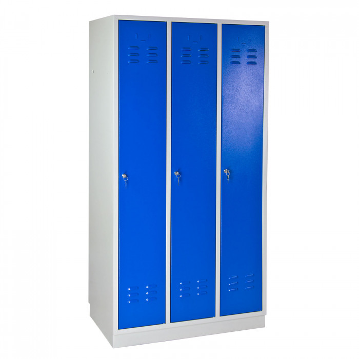 Armoire vestiaire 3 portes Bleu - 890 x 500 x 1775 mm