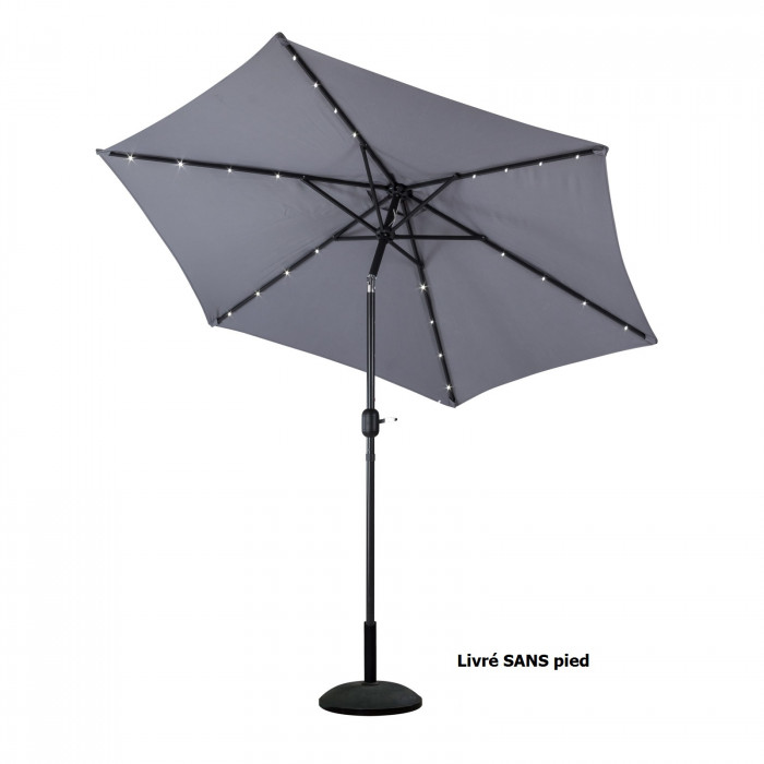 Parasol alu avec éclairage LED solaire - 2,7 m - Anthracite