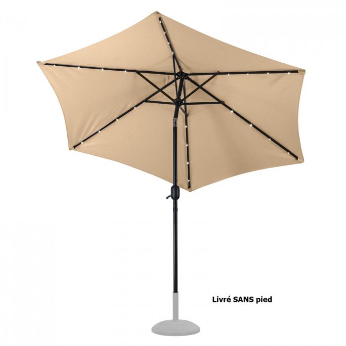 Parasol alu avec éclairage LED solaire - 2,7 m - Beige