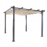 Pergola aluminium toile retractable 3 x 3 m - Beige - Tonnelle Auvent