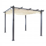 Pergola aluminium toile retractable 3 x 3 m - Ecru - Tonnelle Auvent