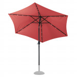 Parasol alu avec éclairage LED solaire - 2,7 m - Rouge