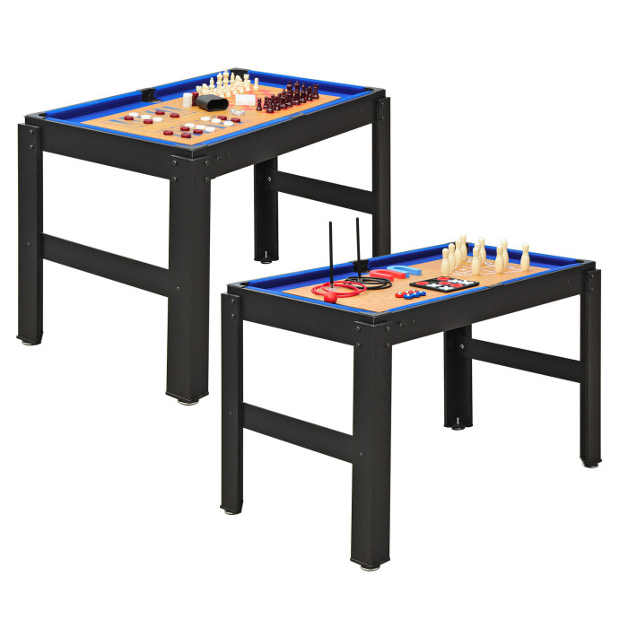 Table de jeux 10 en 1 - Baby Foot - Billard - Ping Pong - Hockey - Bowling  - Cartes - Structure Bois - Accessoires Inclus