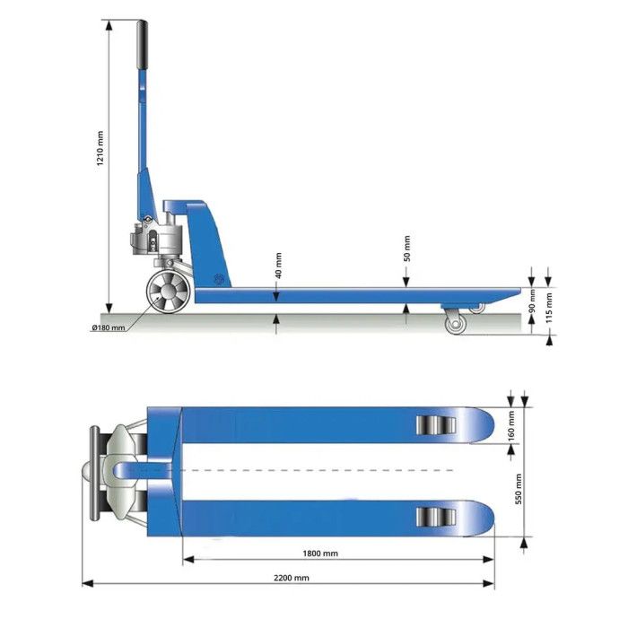 Transpalette GHW 2500-180 PU (roues polyuréthane) Transpalette GHW 2500-180 PU (roues polyuréthane)