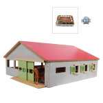 Ecurie 3 boxes en bois - toit rose - 62 x 56 x 26 cm - Ferme 1:32 Ecurie 3 boxes en bois - toit rose - 62 x 56 x 26 cm - Ferme 1:32