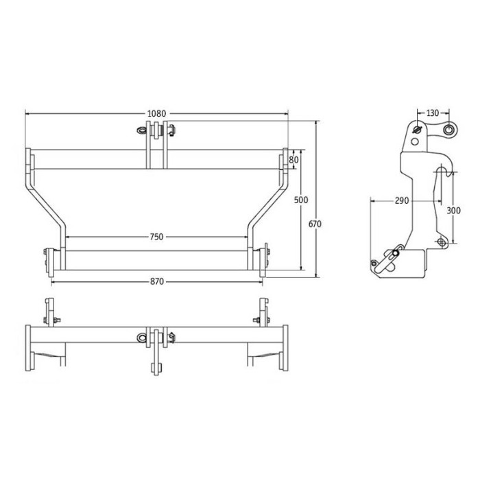 Cadre adaptateur Euro/3 pts pour chargeur frontal Cat. 2 Cadre adaptateur Euro/3 pts pour chargeur frontal Cat. 2
